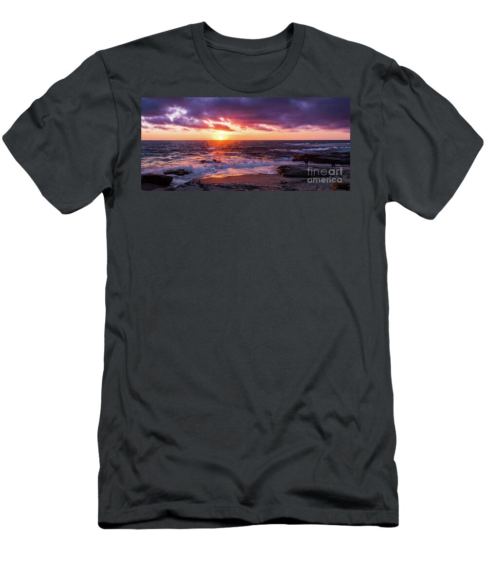 Beach T-Shirt featuring the photograph Purple Sunset at Windansea Beach by David Levin
