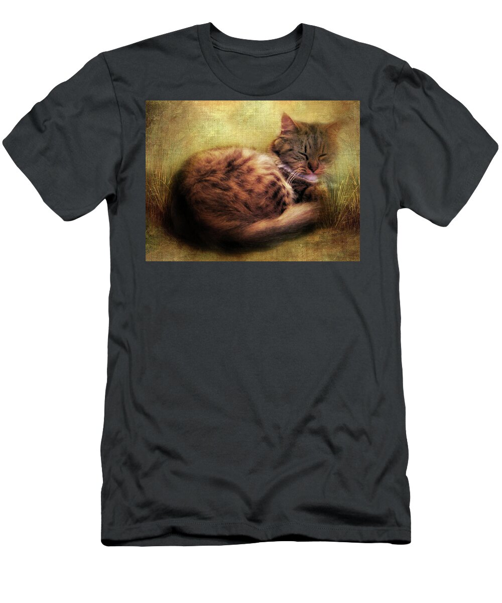 Cat T-Shirt featuring the photograph Purrfectly Content by Jessica Jenney