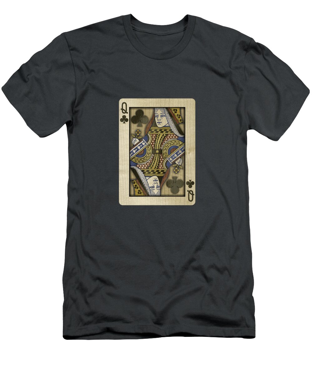 Boards T-Shirt featuring the photograph Queen of Clubs in Wood by YoPedro