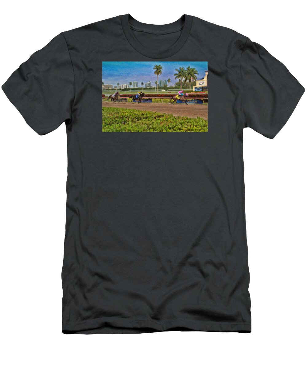 Landscape T-Shirt featuring the painting Race Day - TRK20158642 by Dean Wittle