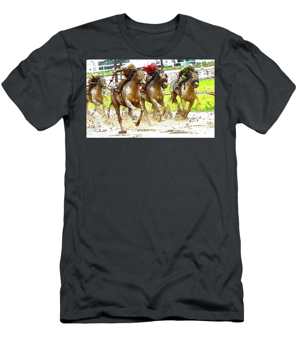 Jockey T-Shirt featuring the photograph Racetrack Dreams 11 by Bob Christopher