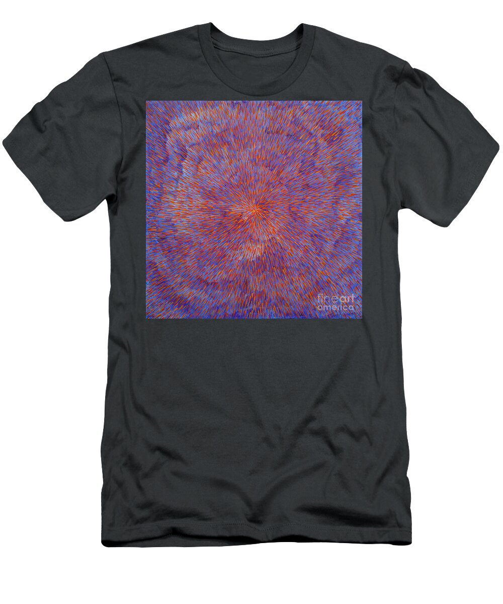 Radiation T-Shirt featuring the painting Radiation with Blue and Red by Dean Triolo