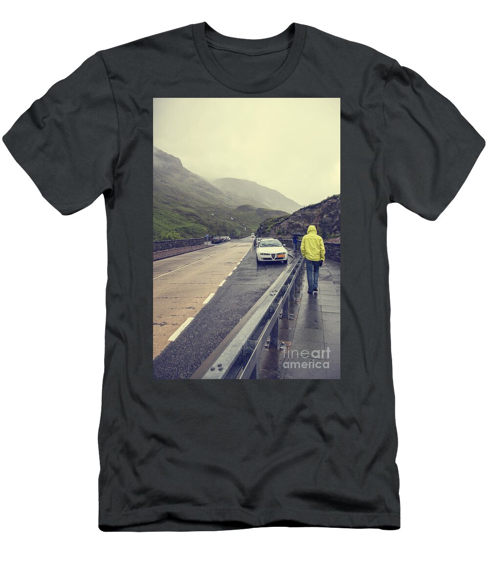 Road T-Shirt featuring the photograph Rain in Scotland by Patricia Hofmeester
