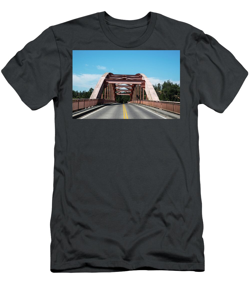 Rainbow Bridge At La Conner T-Shirt featuring the photograph Rainbow Bridge at La Conner by Tom Cochran