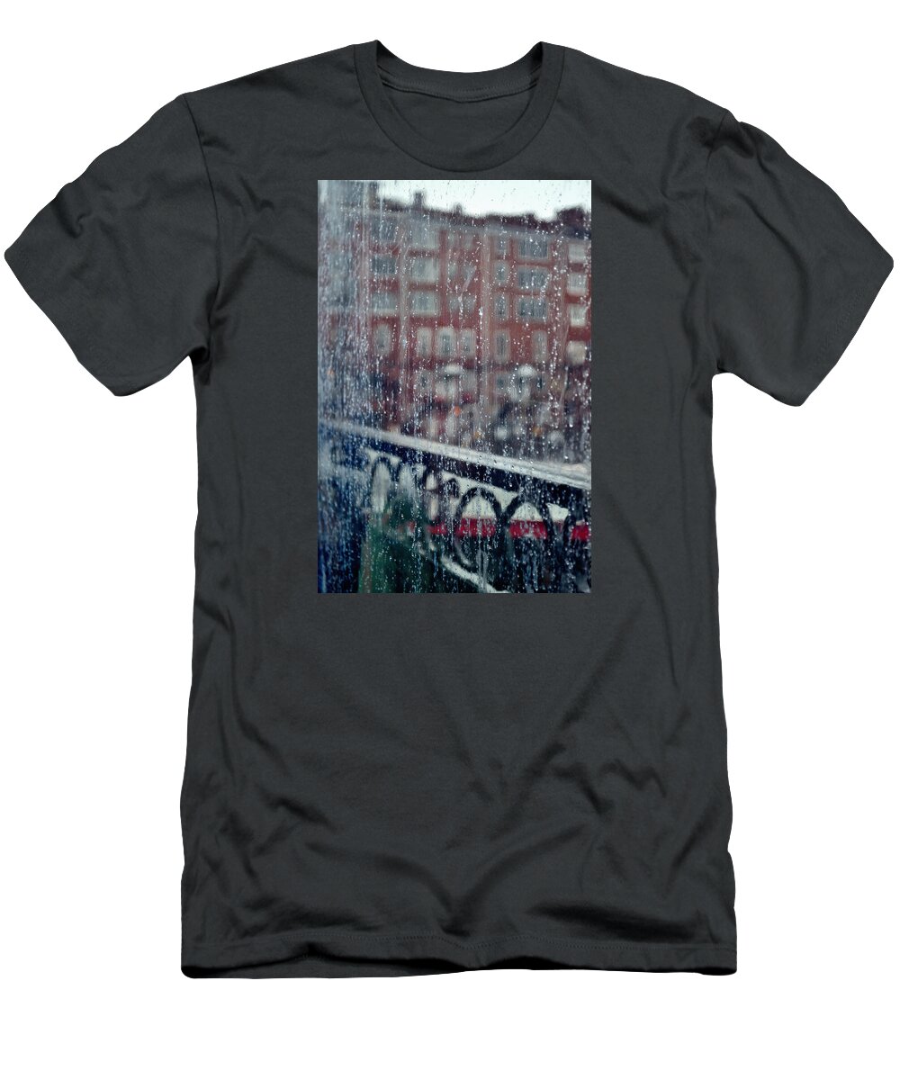 Rain T-Shirt featuring the photograph Rainy Day in Portsmouth by Richard Ortolano