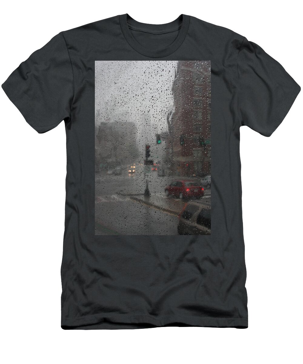 Cityscape T-Shirt featuring the photograph Rainy Days in Boston by Julie Lueders 