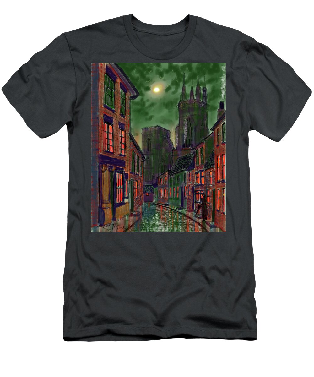 Ipad Painting T-Shirt featuring the painting Rainy Night in Kirkgate by Glenn Marshall