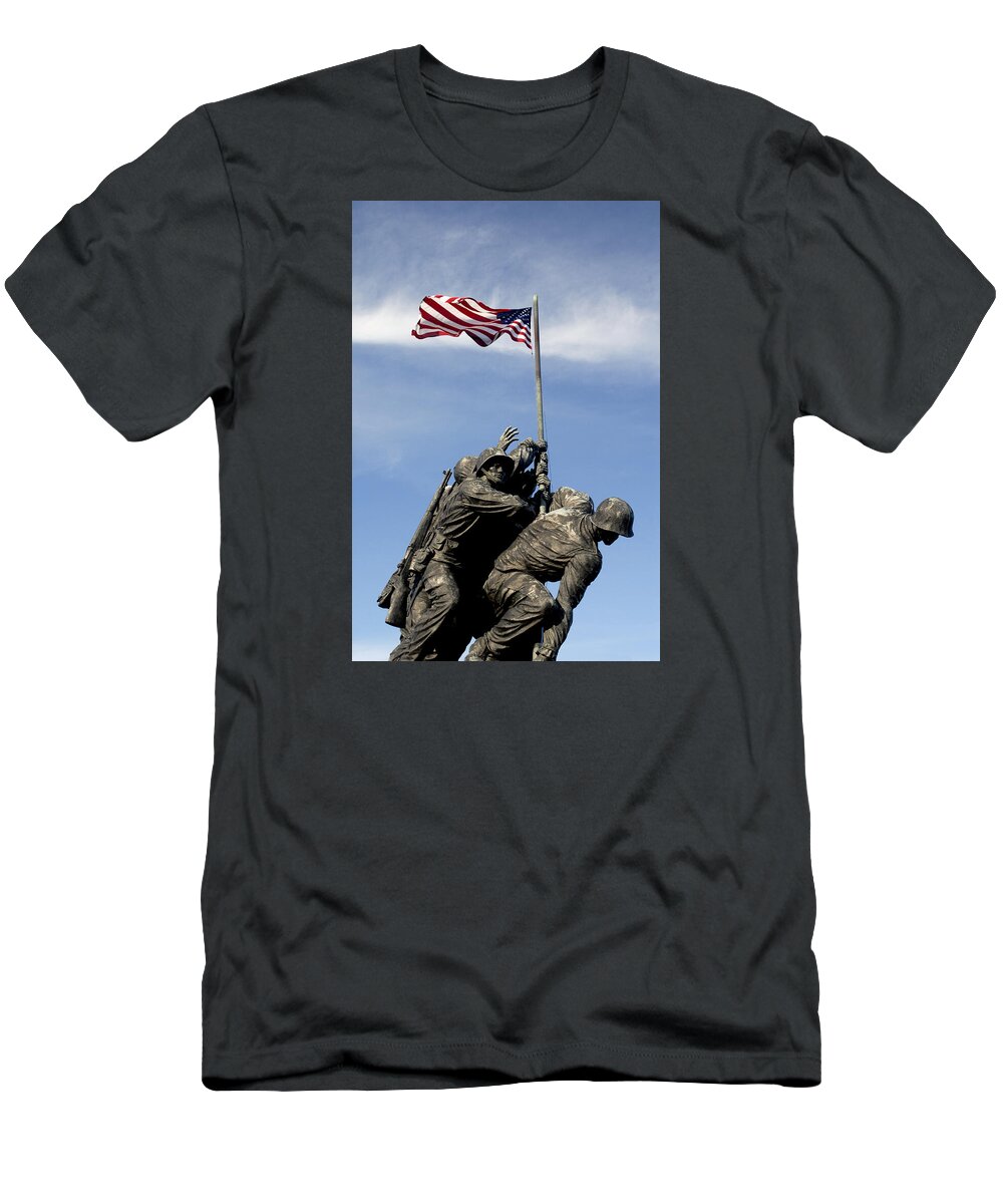 Marines T-Shirt featuring the photograph Raising the flag on Iwo - 809 by Paul W Faust - Impressions of Light