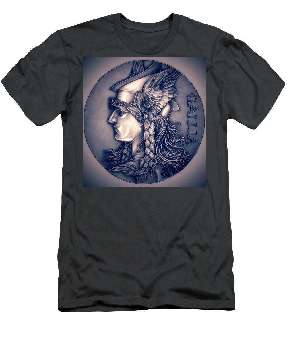 Coin T-Shirt featuring the drawing Rasberry Goddess of Gaul by Fred Larucci