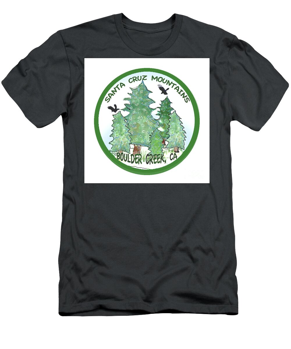 Redwood Trees T-Shirt featuring the tapestry - textile Ravens and Redwoods by Ruth Dailey