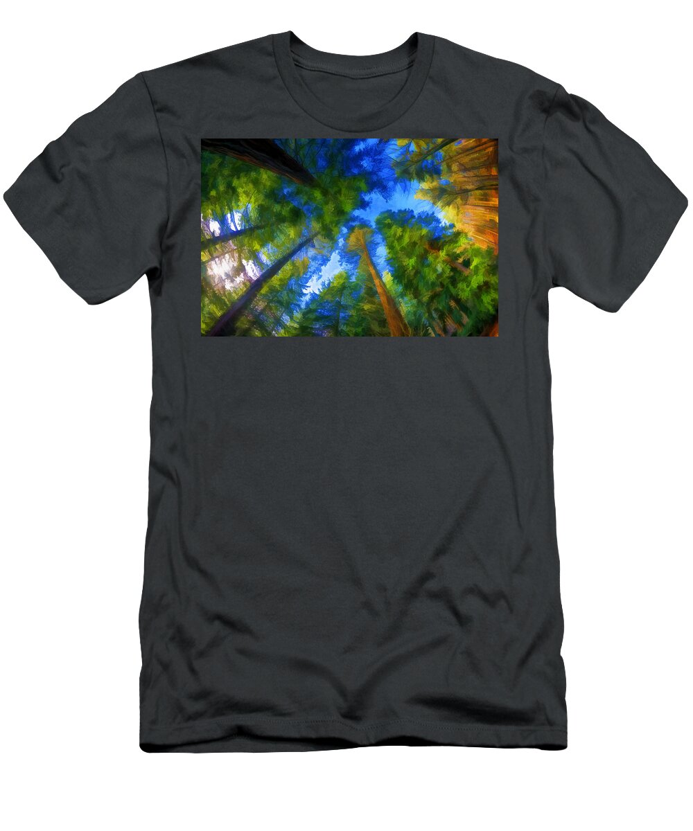 Trees T-Shirt featuring the digital art Reaching Up by Ronald Bolokofsky