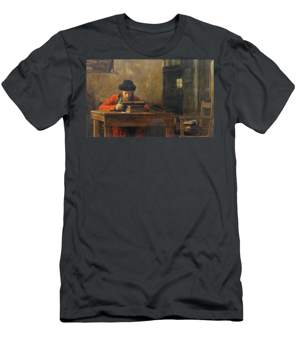 Theodoros Rallis T-Shirt featuring the painting Reading Rabbi by Theodoros Rallis