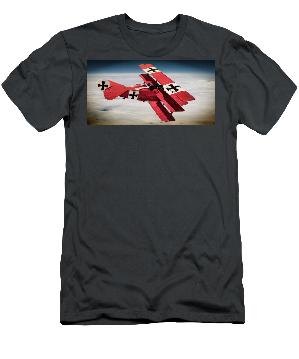 Red Baron T-Shirt featuring the photograph Red Baron Panorama - Lord of the Skies - Lomo Version by Weston Westmoreland