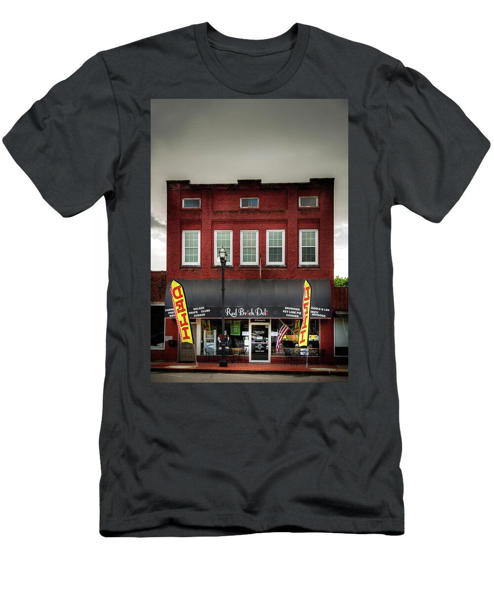 Cherokee County T-Shirt featuring the photograph Red Brick Deli by Greg and Chrystal Mimbs