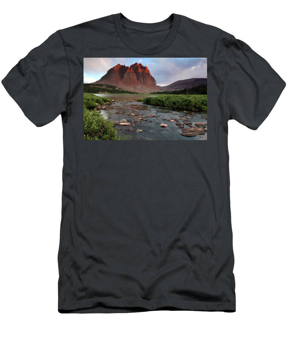 Utah T-Shirt featuring the photograph Red Castle Sunset with last light of the day by Brett Pelletier