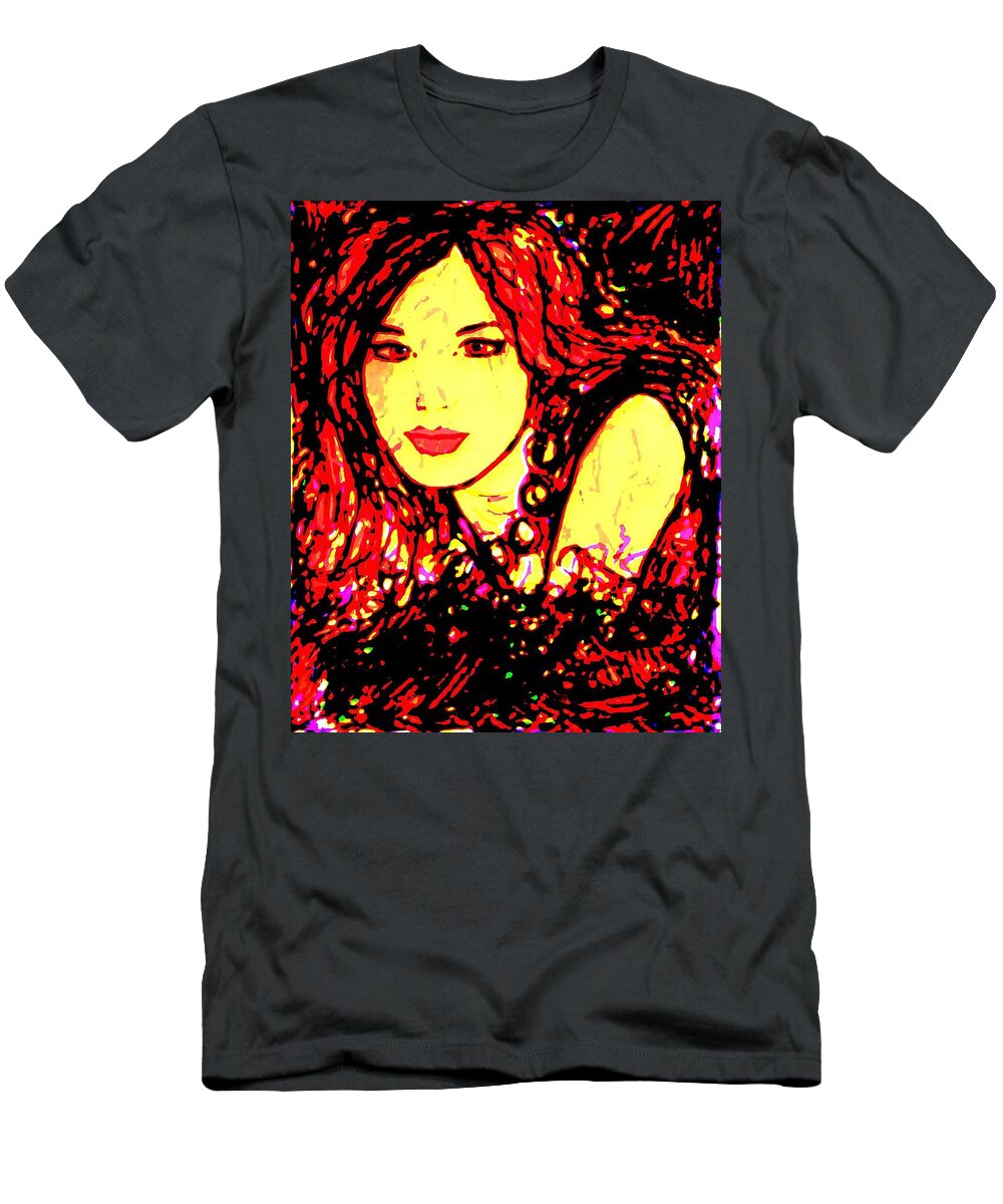 Woman T-Shirt featuring the painting Red Flirt by Natalie Holland