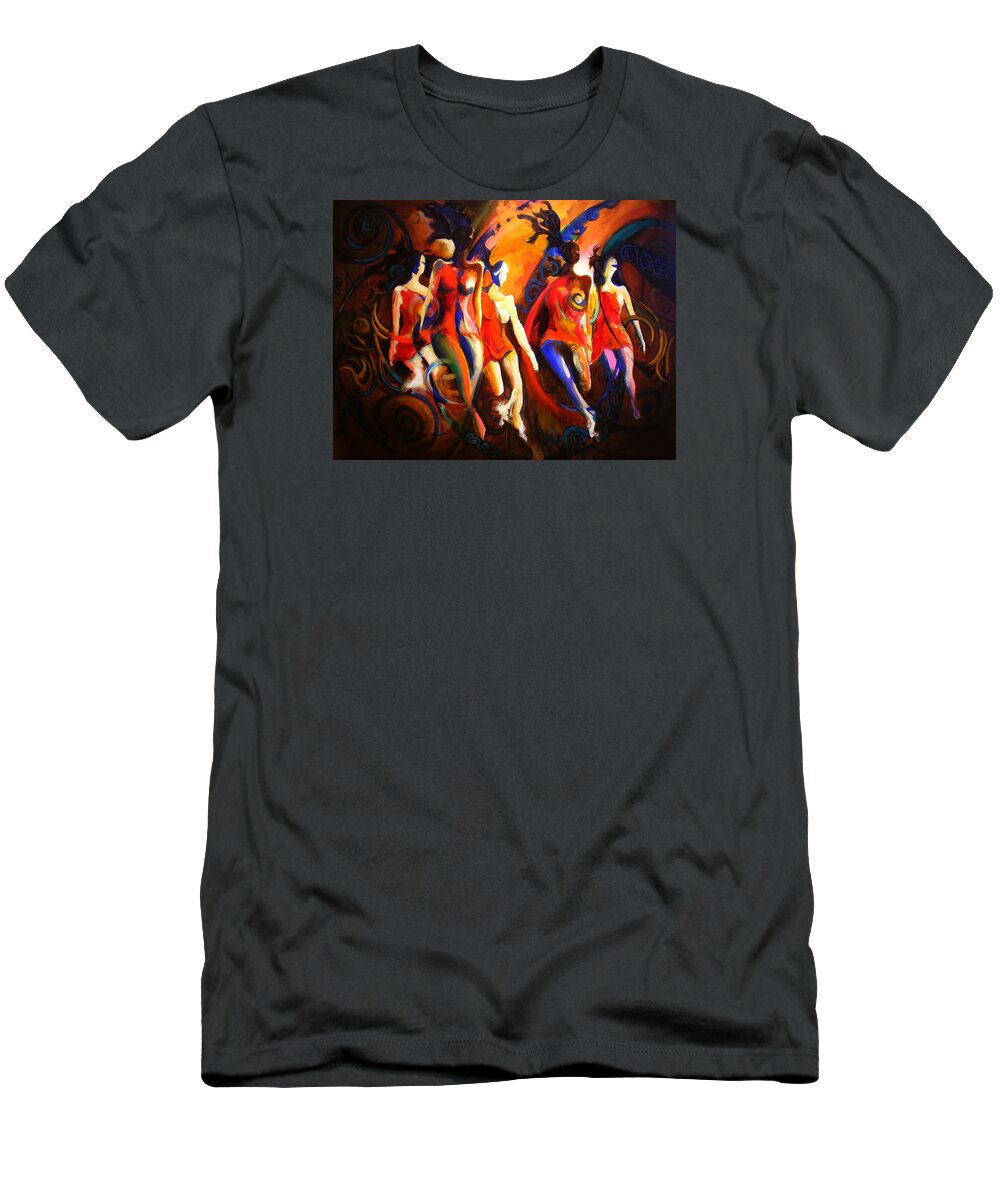 Red Harmony Dance Dancing Movement Dancers Irish T-Shirt featuring the painting Red by Georg Douglas