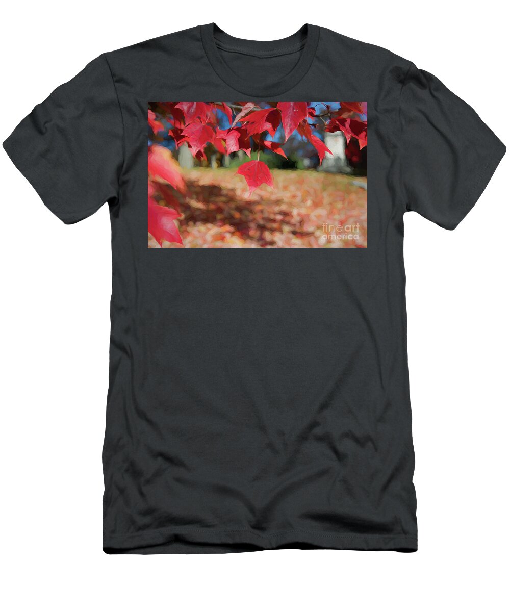 Leaf T-Shirt featuring the digital art Red Leaves by Ed Taylor