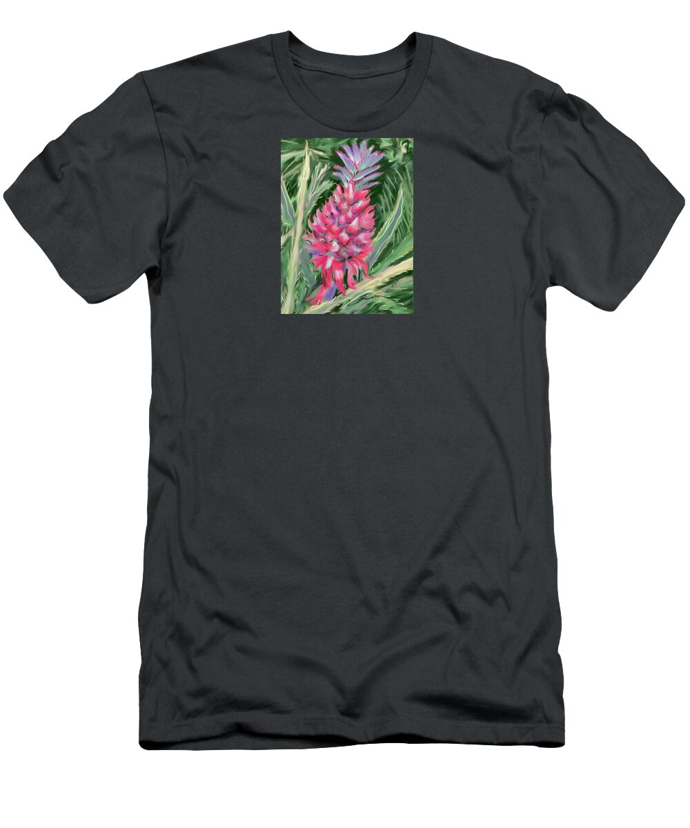 Pineapple T-Shirt featuring the painting Red Pineapple by Jean Pacheco Ravinski