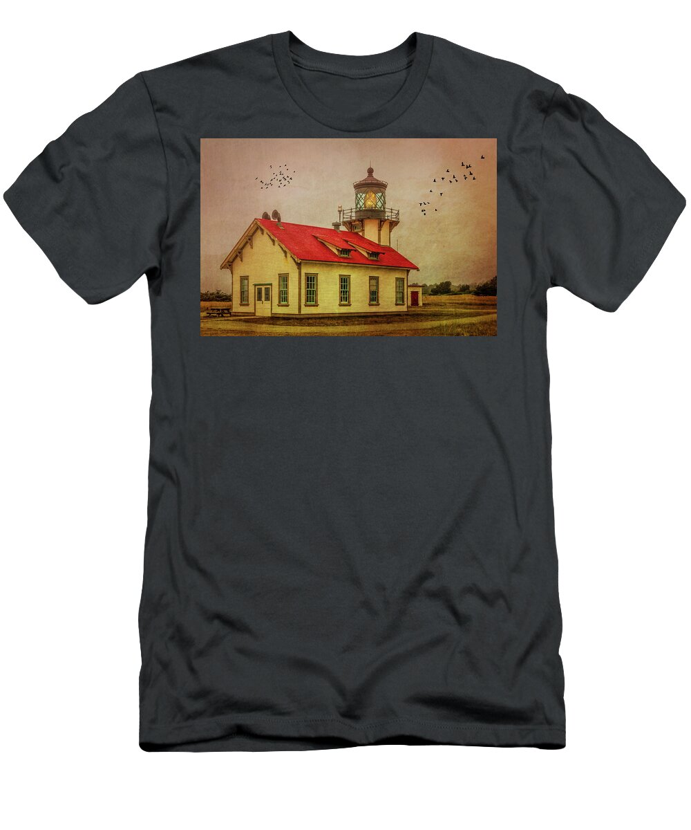 Point Carrillo Light Station T-Shirt featuring the photograph Red Roof Point Cabrillo Light Station by Garry Gay