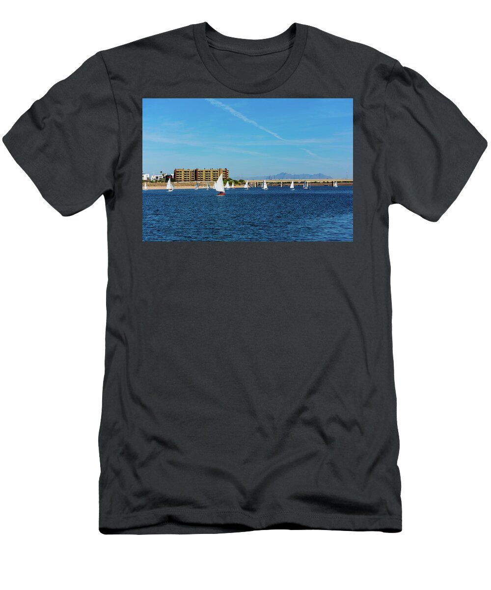 Sailboat T-Shirt featuring the photograph Red Sailboat in the Desert by Douglas Killourie