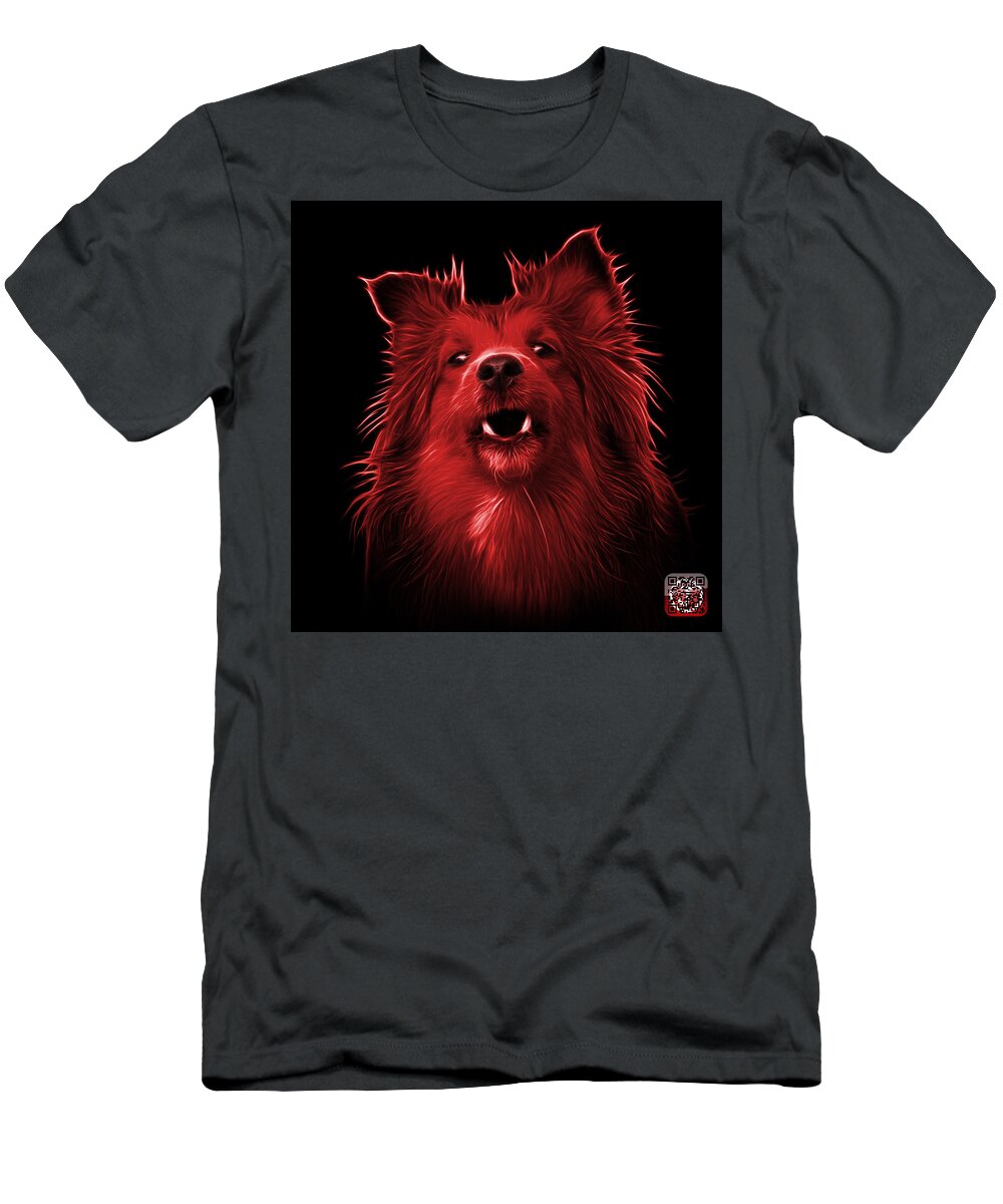 Sheltie T-Shirt featuring the painting Red Sheltie Dog Art 0207 - BB by James Ahn