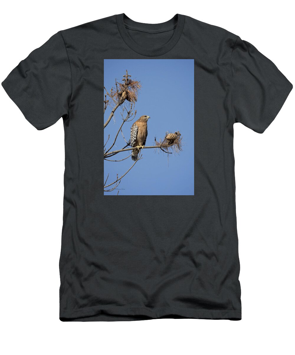 Red T-Shirt featuring the photograph Red Shoulder Hawk by Deana Glenz