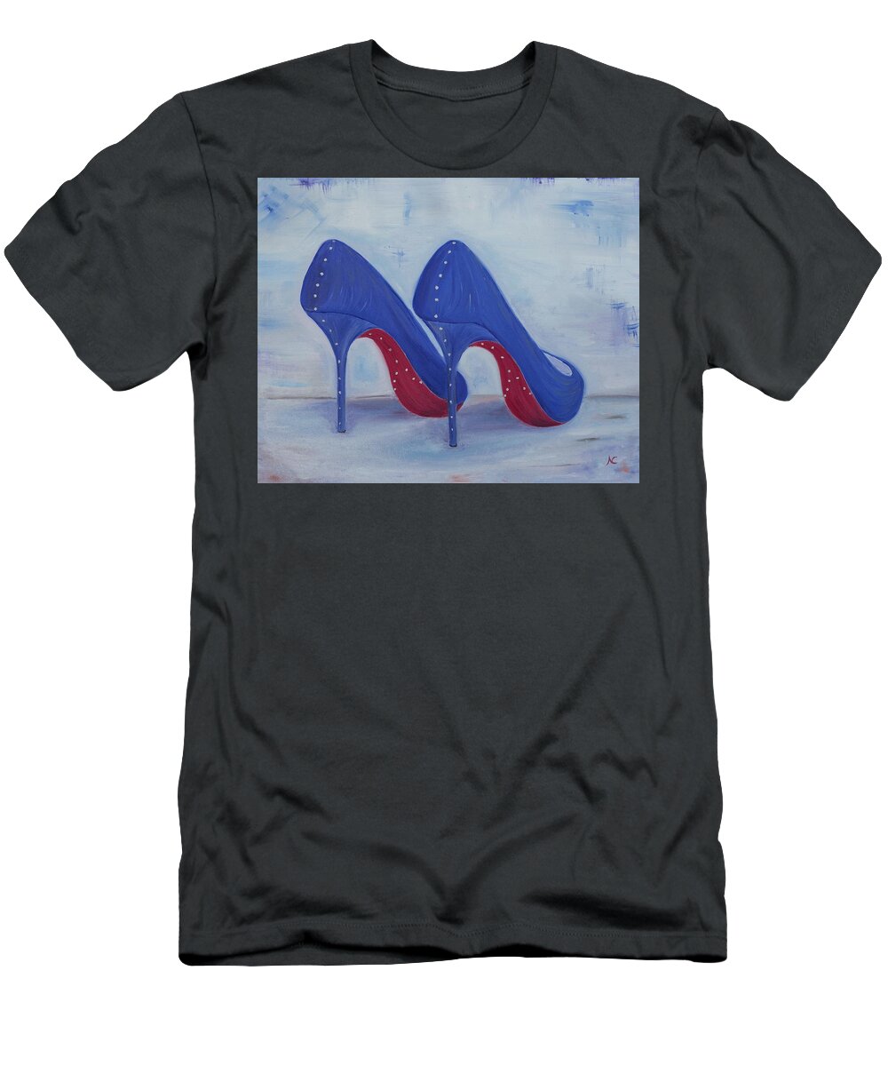 Shoes T-Shirt featuring the painting Red Soul Shoes by Neslihan Ergul Colley
