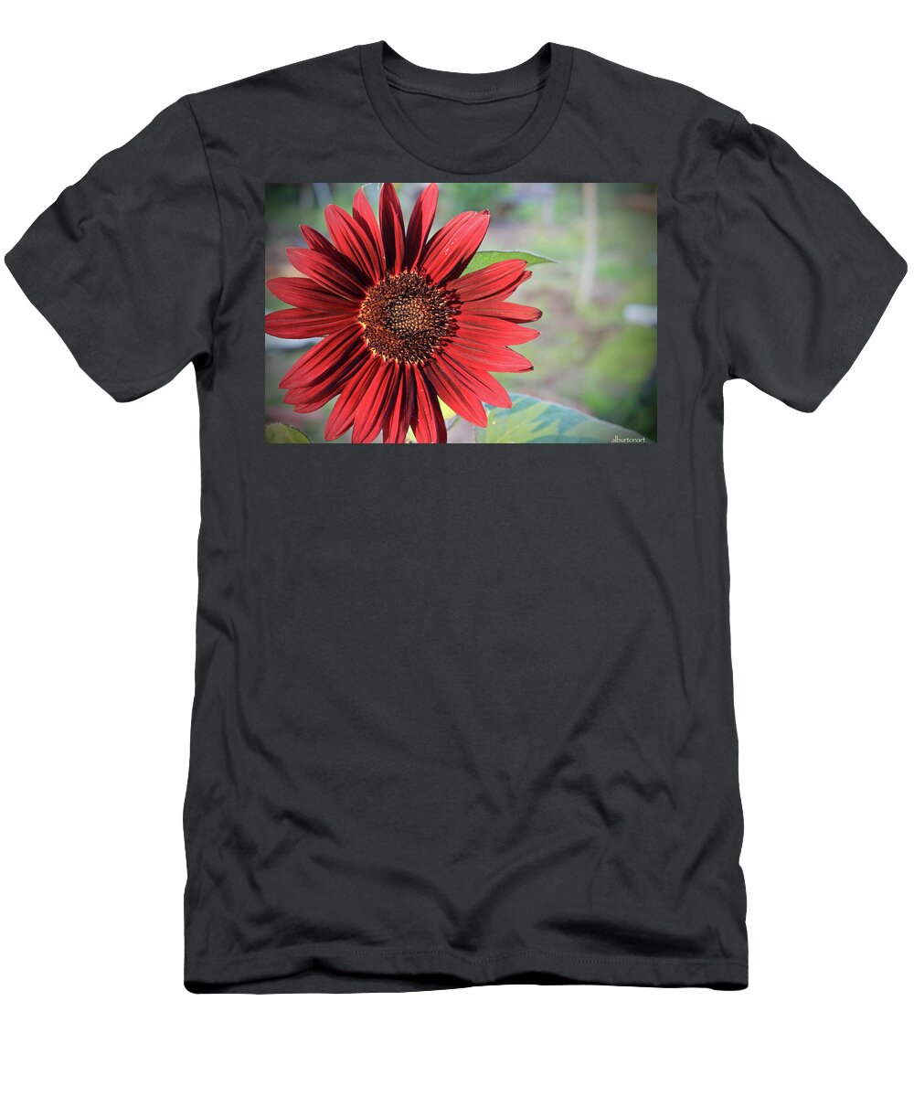 Red T-Shirt featuring the photograph Red Sunflower by April Burton