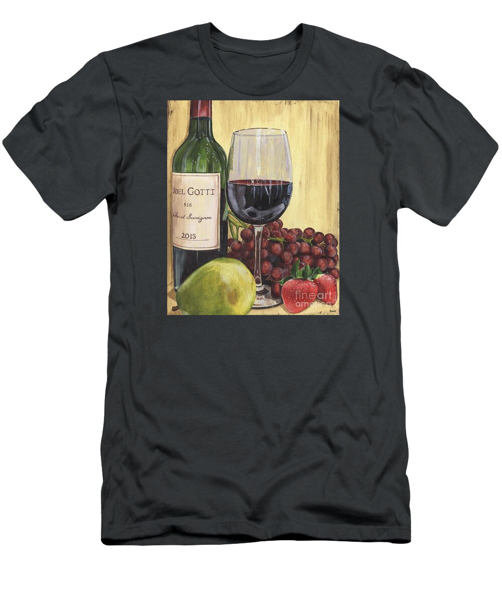 Wine T-Shirt featuring the painting Red Wine and Pear 2 by Debbie DeWitt
