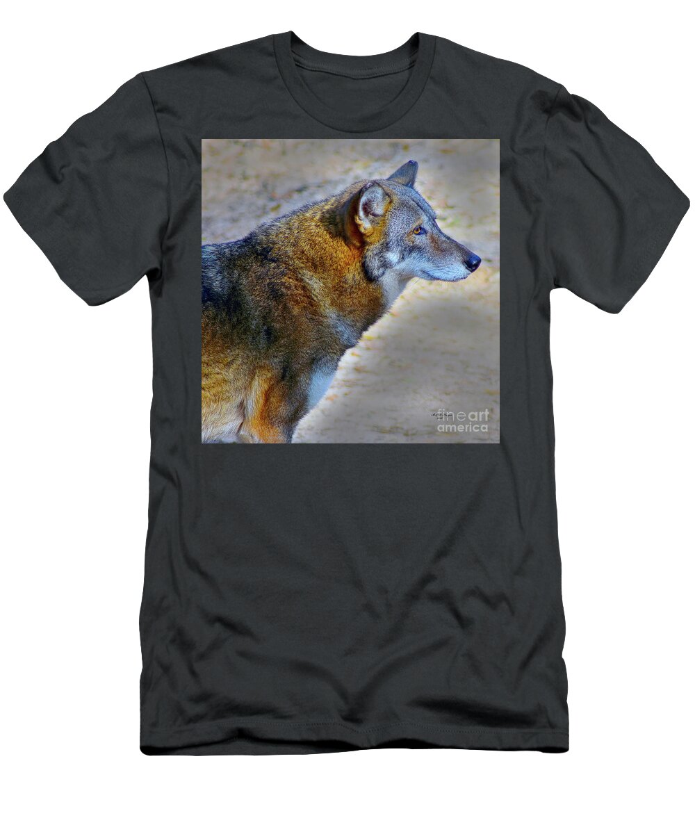 Nature T-Shirt featuring the photograph Red Wolf Standing by DB Hayes