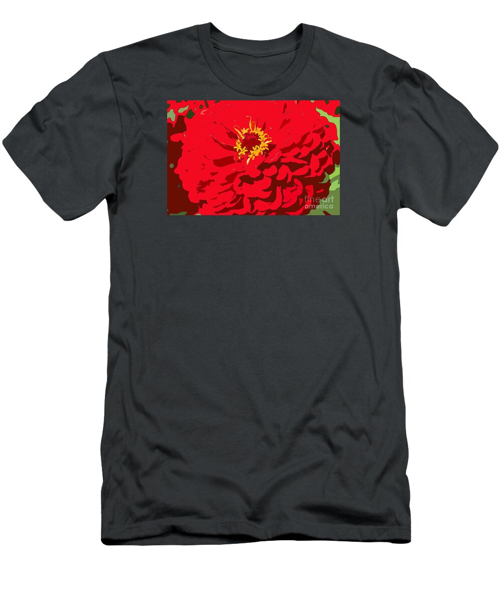 Zinnia T-Shirt featuring the photograph Red Zinnia by Jeanette French