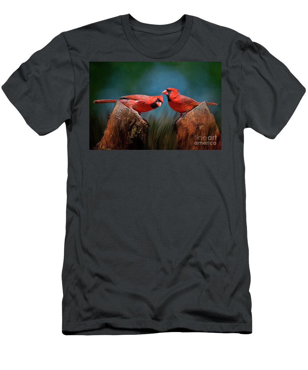 Redbirds T-Shirt featuring the photograph Redbird Sentinels by Bonnie Barry