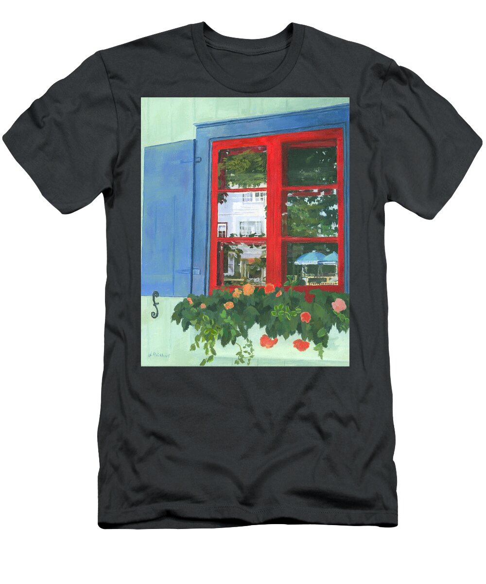 Window T-Shirt featuring the painting Reflecting Panes by Lynne Reichhart