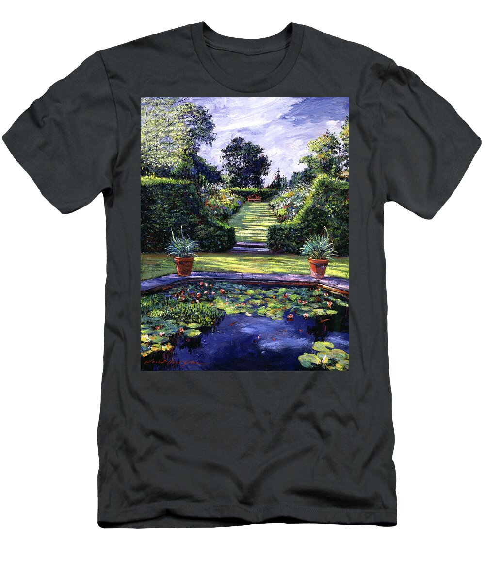 Gardens T-Shirt featuring the painting Reflecting Pond by David Lloyd Glover