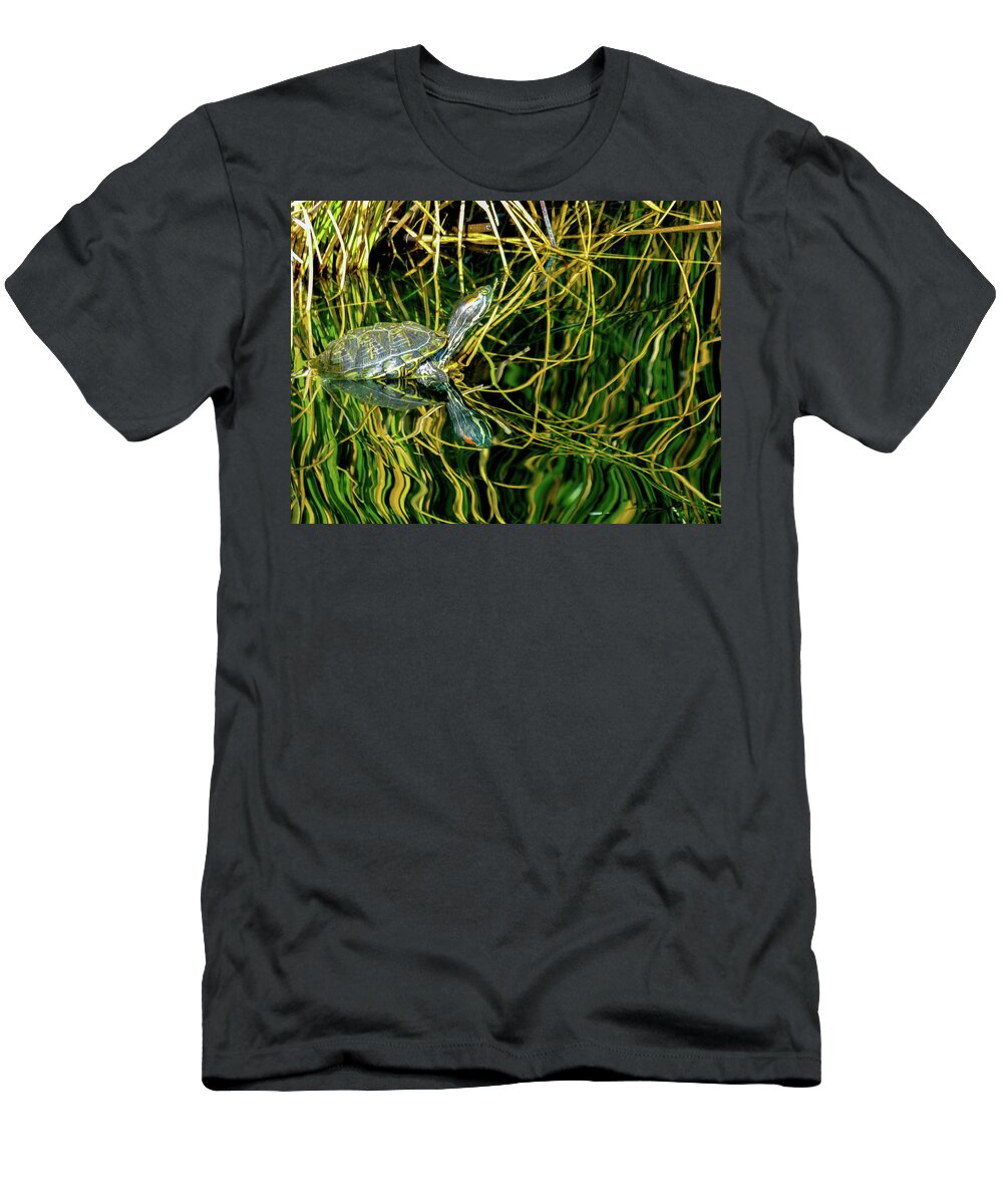 Orcinus Fotograffy T-Shirt featuring the photograph Reflections Of A Turtle by Kimo Fernandez