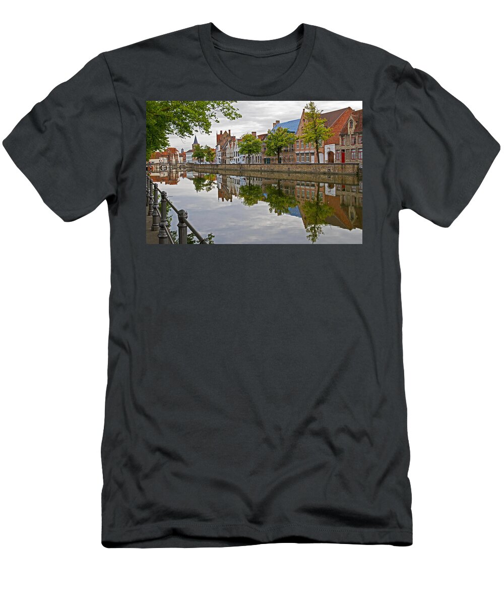 Brugge T-Shirt featuring the photograph Reflections of Brugge by David Freuthal