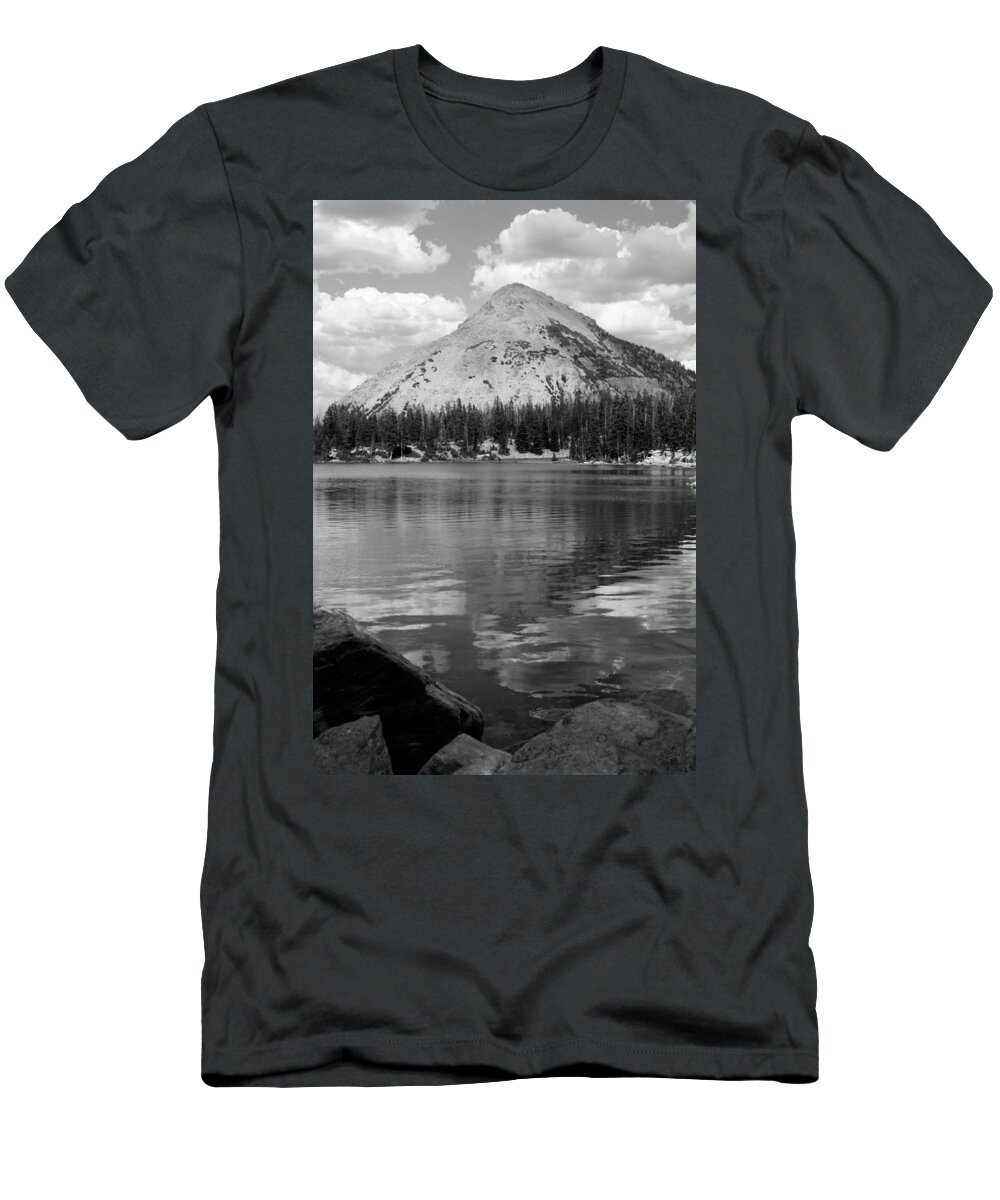 Water T-Shirt featuring the photograph Reids Peak Black and White by Brett Pelletier