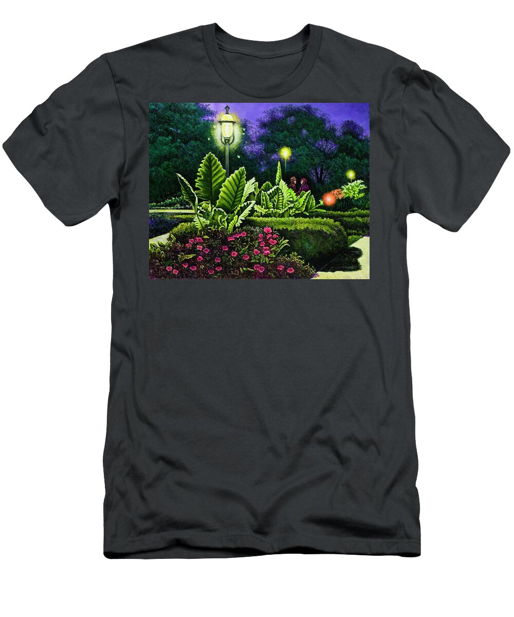 Park T-Shirt featuring the painting Rendezvous in the Park by Michael Frank