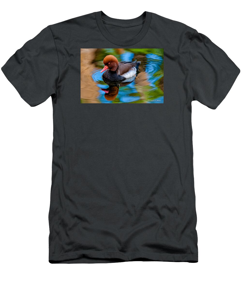 Bird T-Shirt featuring the photograph Resting In Pool Of Colors by Christopher Holmes