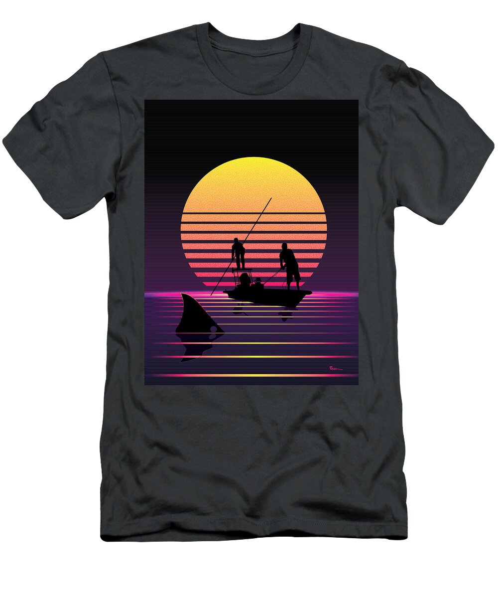 80's T-Shirt featuring the digital art Retro Redfish by Kevin Putman