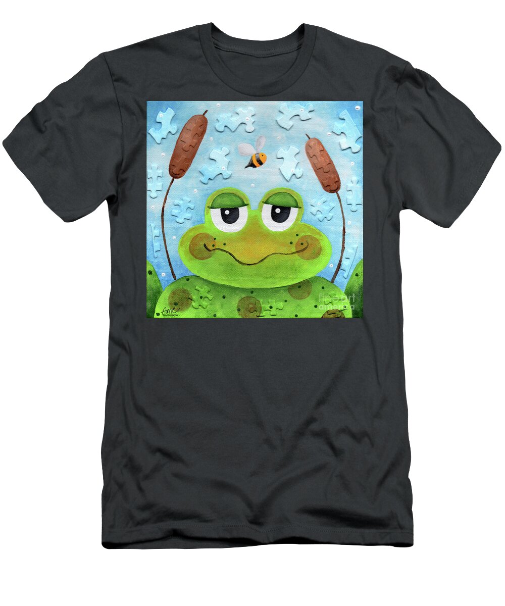 Frog T-Shirt featuring the painting Ribbit by Annie Troe