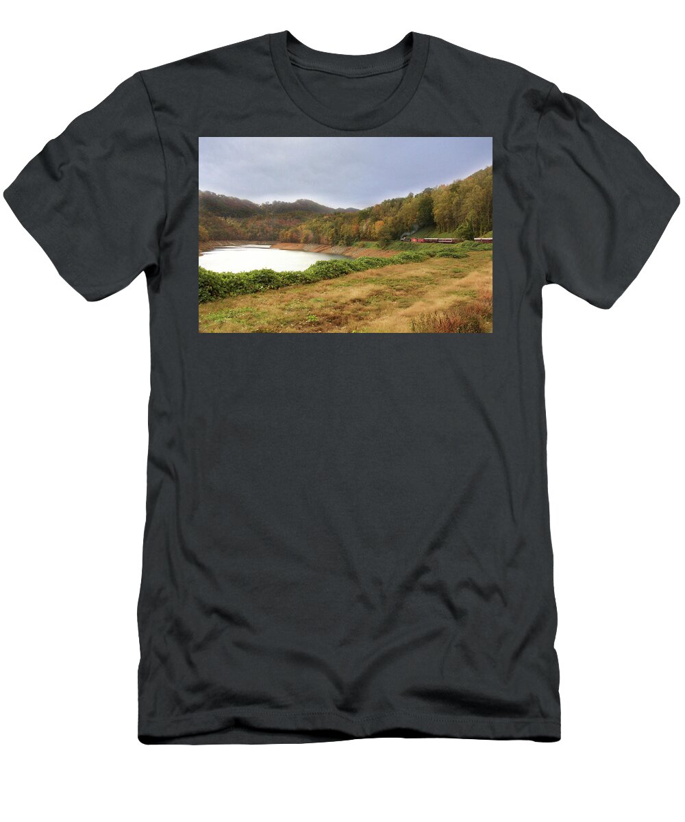 Landscape T-Shirt featuring the digital art Riding the Rails by Sharon Batdorf