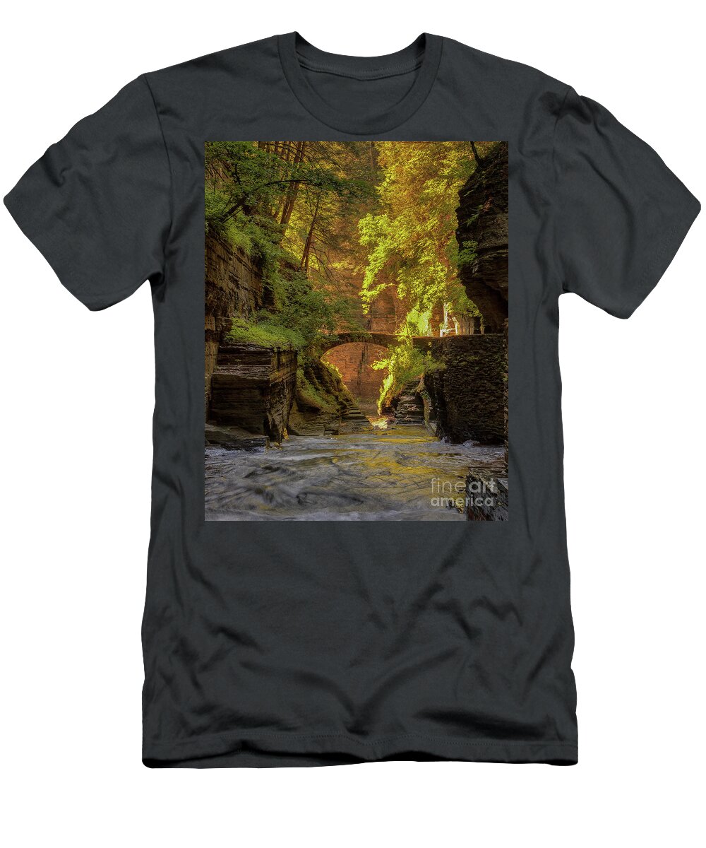 Gorge T-Shirt featuring the photograph Rivendell Bridge by Rod Best