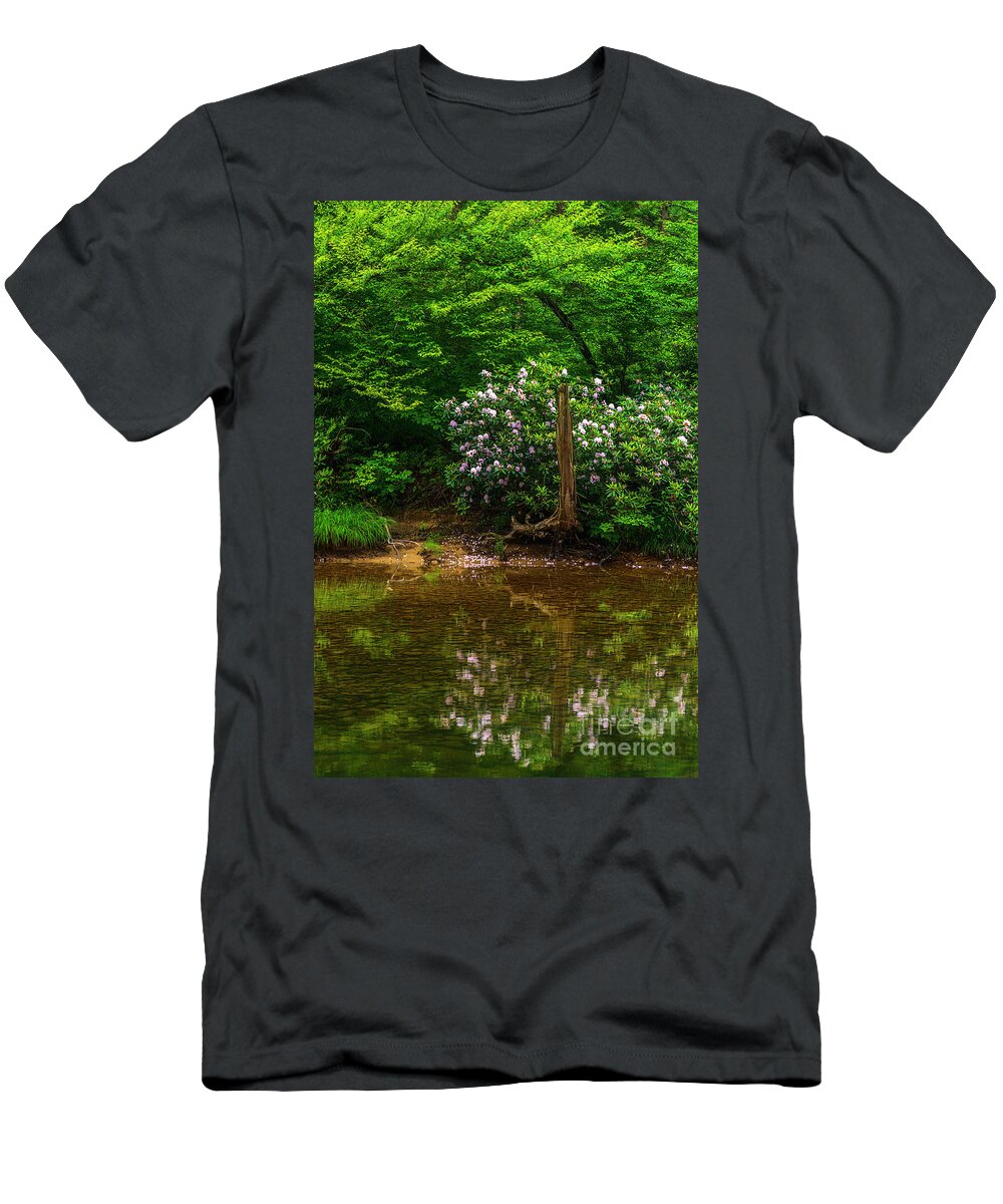 Rhododendron Maximum T-Shirt featuring the photograph Riverside Rhododendron by Thomas R Fletcher