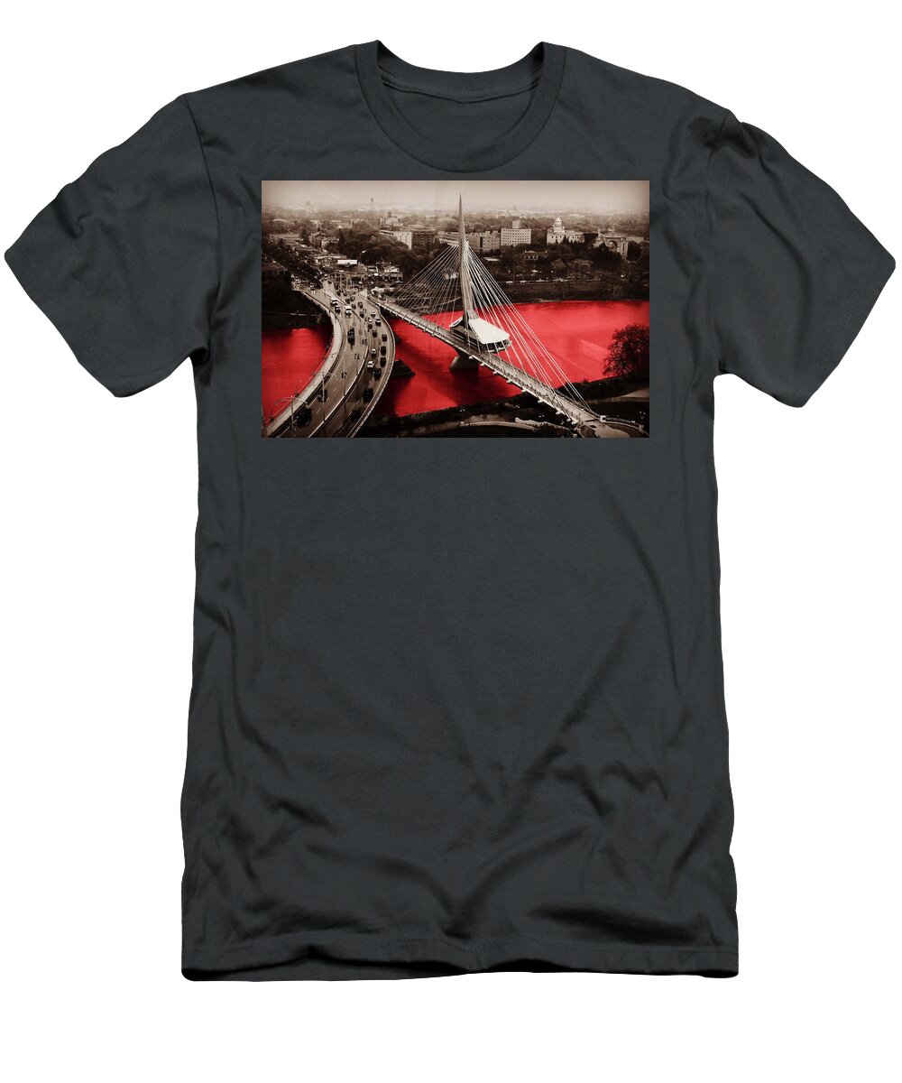 Rivi�re T-Shirt featuring the digital art Riviere Rouge Red River by Julius Reque