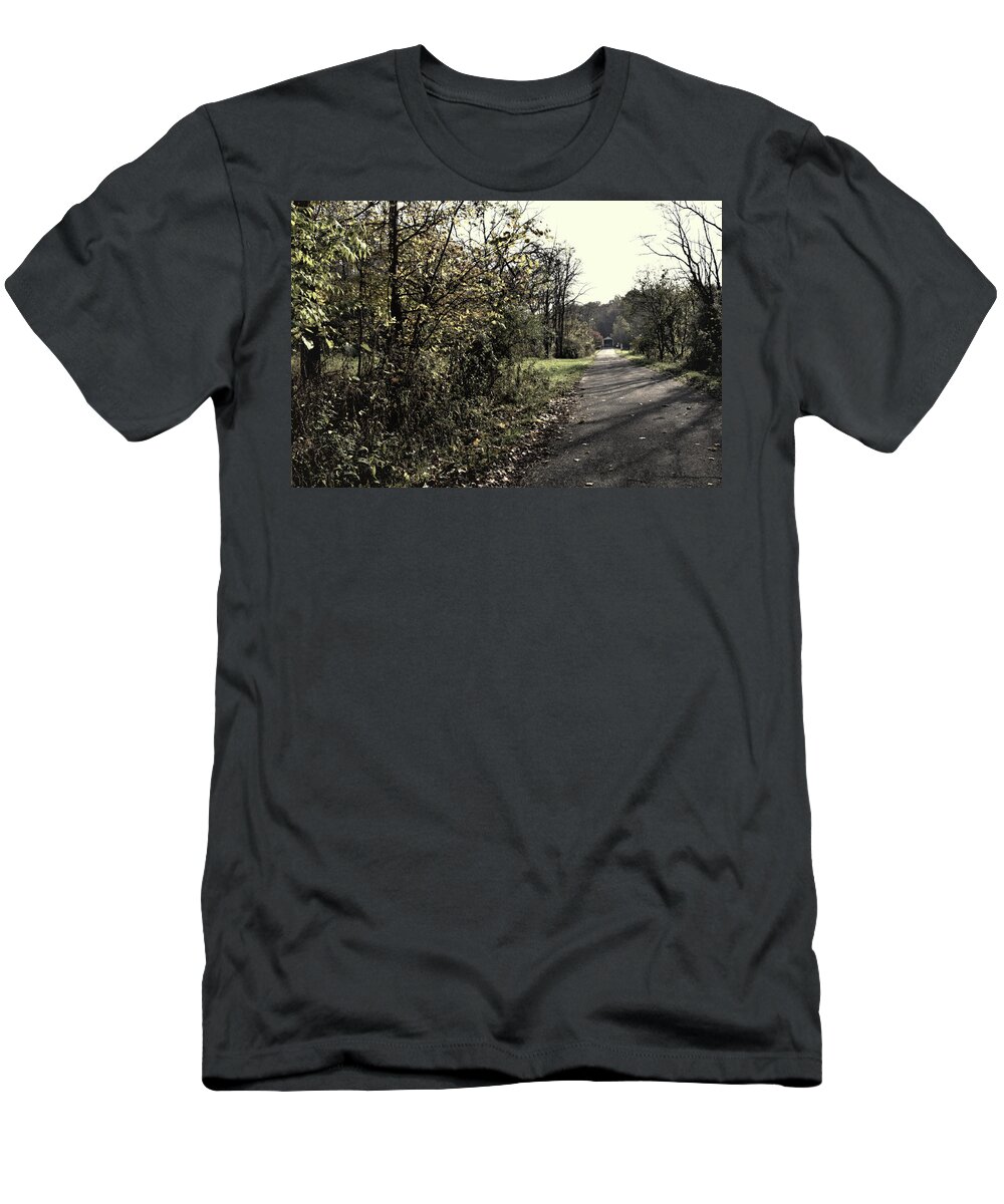 Country T-Shirt featuring the photograph Road to Covered Bridge by Joanne Coyle