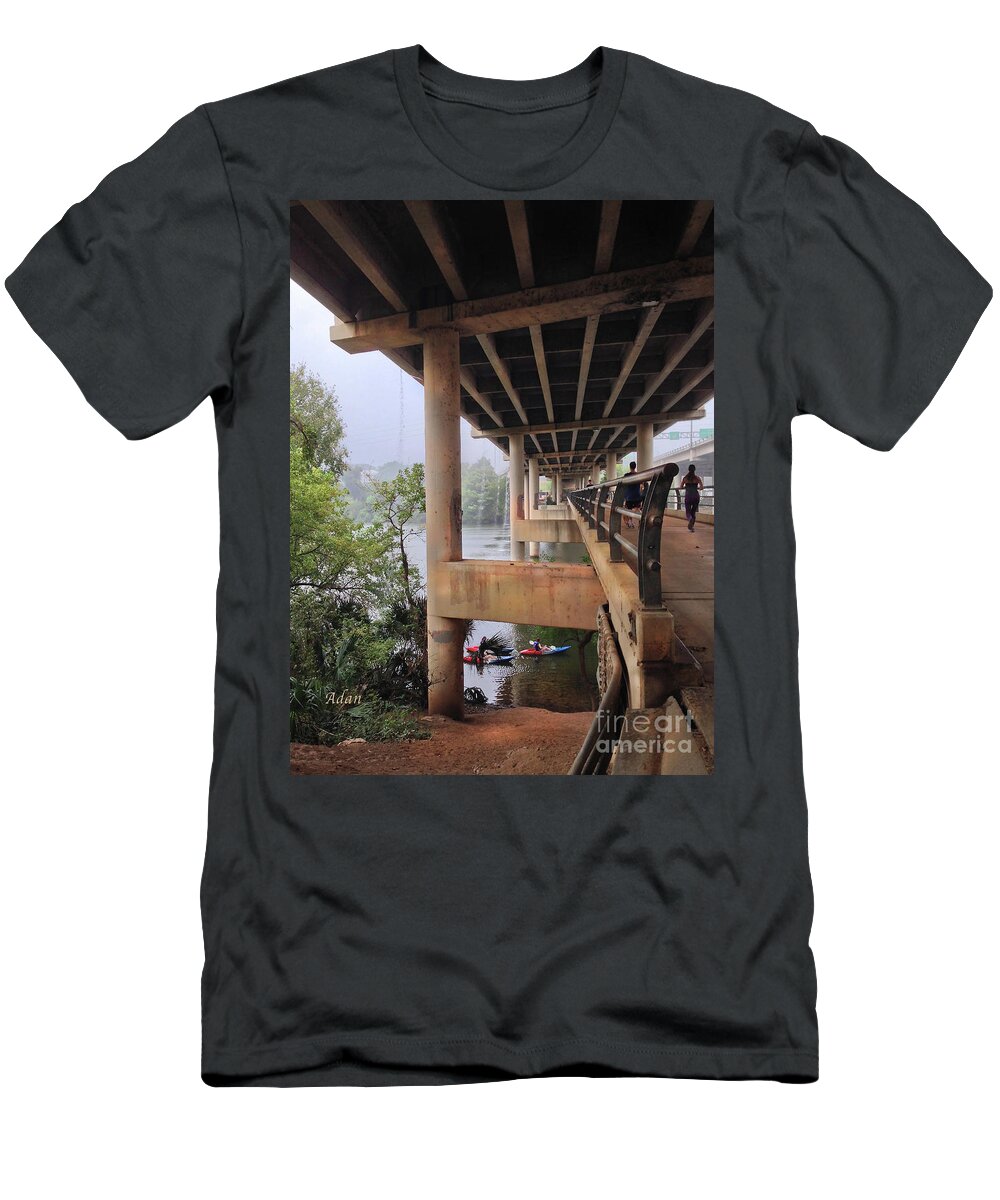 Austin Texas T-Shirt featuring the photograph Roberta Crenshaw Pedestrian Walkway Over Lady Bird Lake by Felipe Adan Lerma