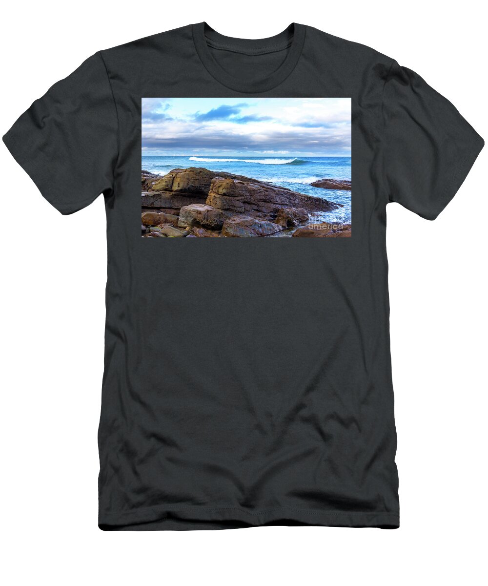 Ocean T-Shirt featuring the photograph Rock and Wave by Perry Webster