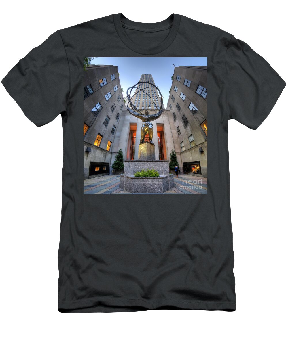 Art T-Shirt featuring the photograph Rockefeller Centre Atlas - NYC - Vertorama by Yhun Suarez